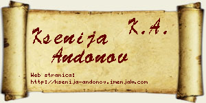 Ksenija Andonov vizit kartica